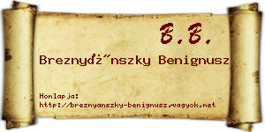 Breznyánszky Benignusz névjegykártya
